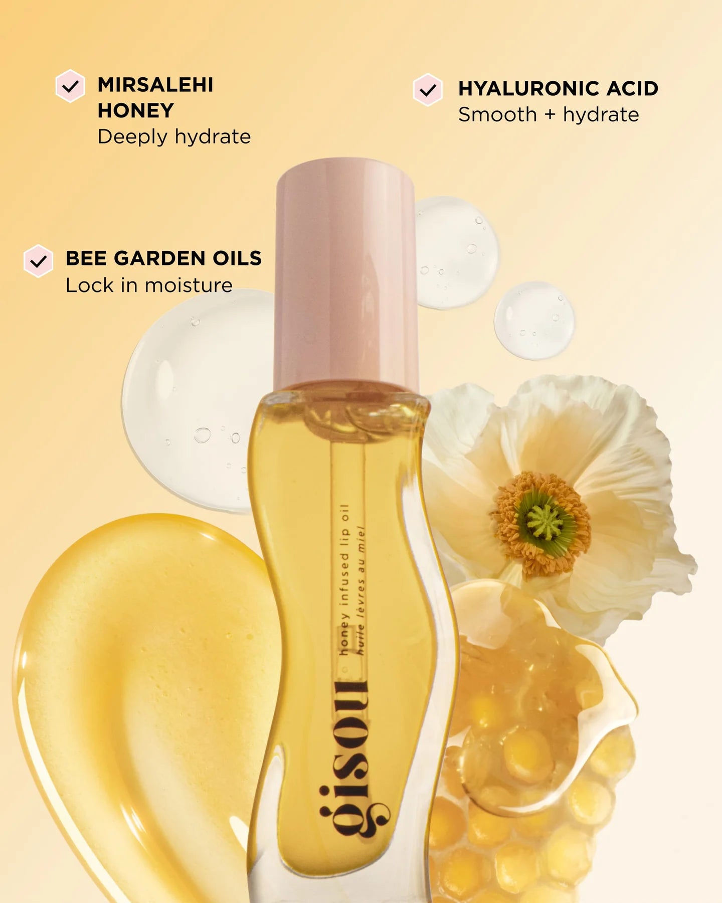 Honey Infused Hydrating Lip Oil - Honey Gold