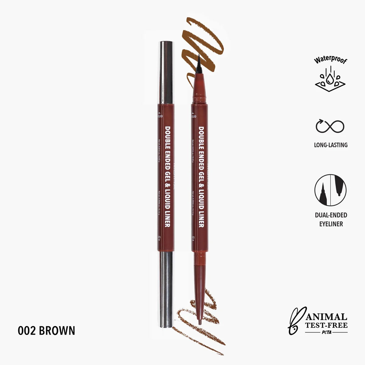 Double Ended Gel & Liquid Liner - 002 Brown - Delineador doble Café
