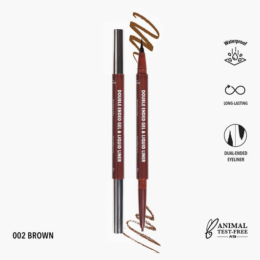 Double Ended Gel & Liquid Liner - 002 Brown - Delineador doble Café
