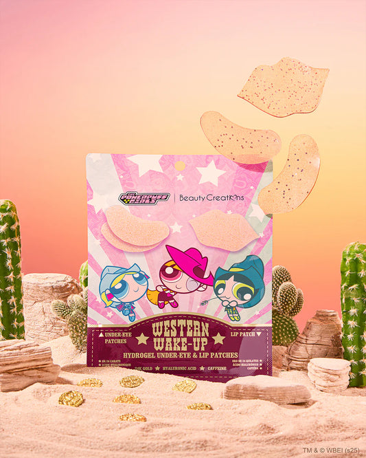 The Powerpuff Girls X Beauty Creations - Parches de Hidrogel Para Ojeras Y Labios - Western Wake-Up - Las Chicas Superpoderosas