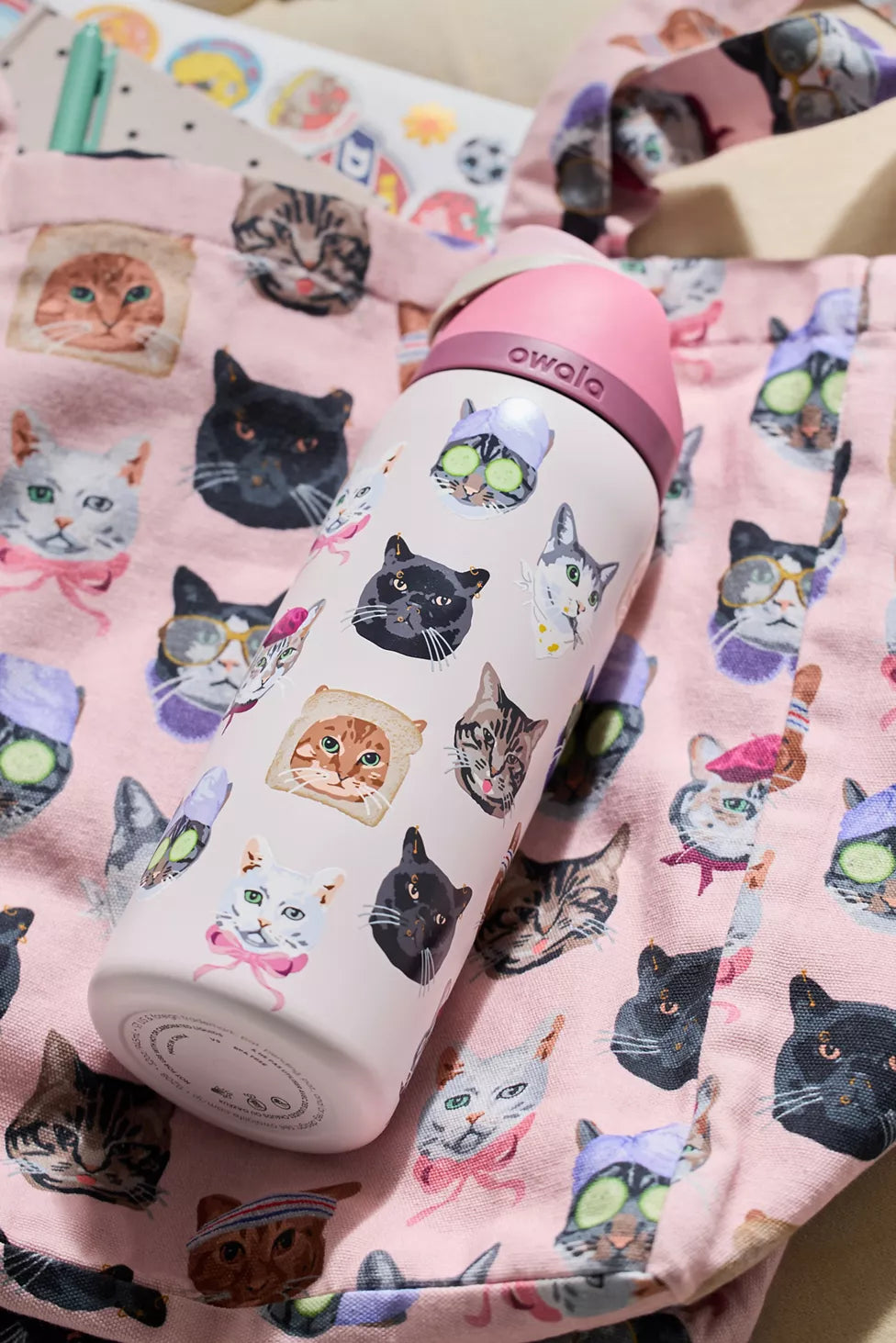 Owala UO Exclusive Cat Collage FreeSip 32 oz Water Bottle