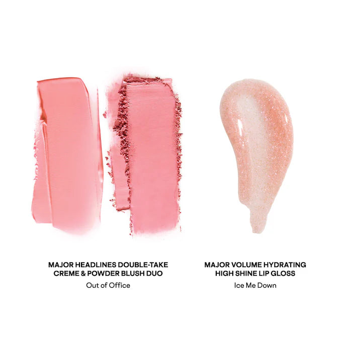 Ice Me Down - Patrick's Glow and Gloss Set: Major Headlines Blush Duo and Lip Gloss Makeup Gift Set