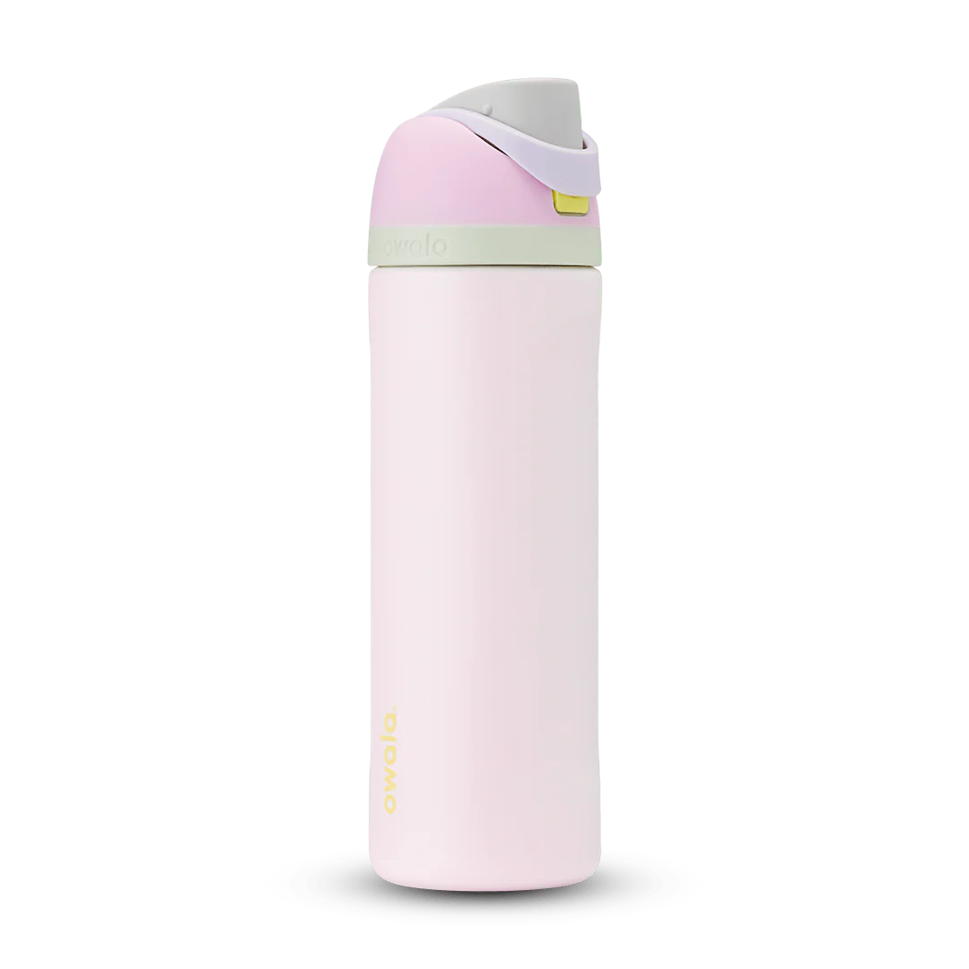 Owala 24oz FreeSip Stainless Steel Water Bottle - Candy Coated (Lavanda con tapa rosa y pistache)