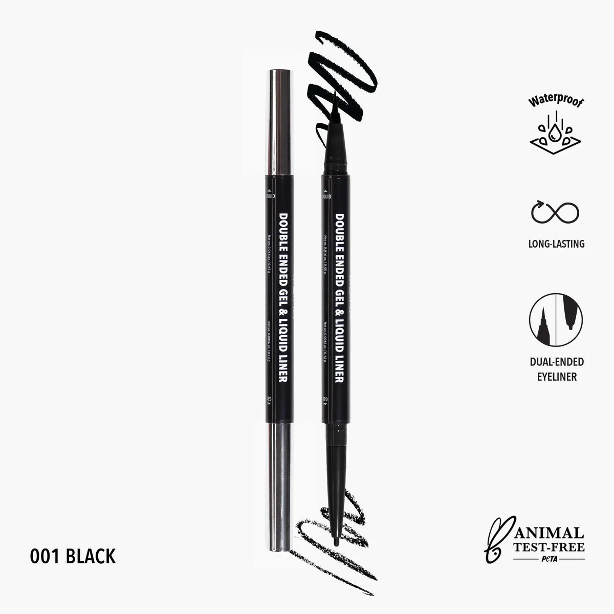 Double Ended Gel & Liquid Liner - 001 Black - Delineador negro doble