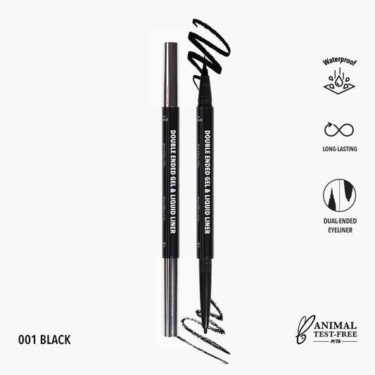 Double Ended Gel & Liquid Liner - 001 Black - Delineador negro doble
