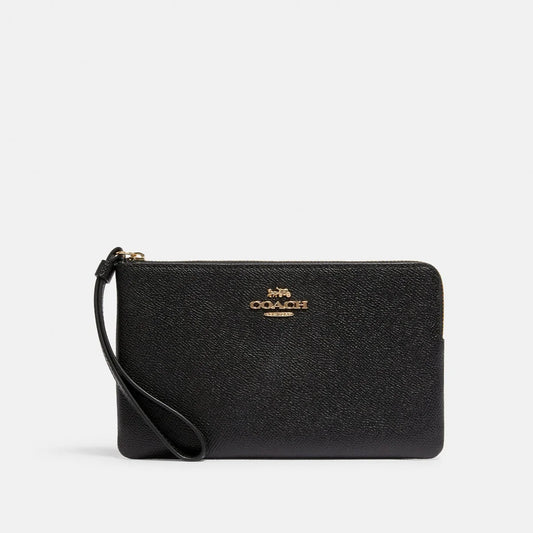 Coach - Large Corner Zip Wristlet - GOLD/BLACK