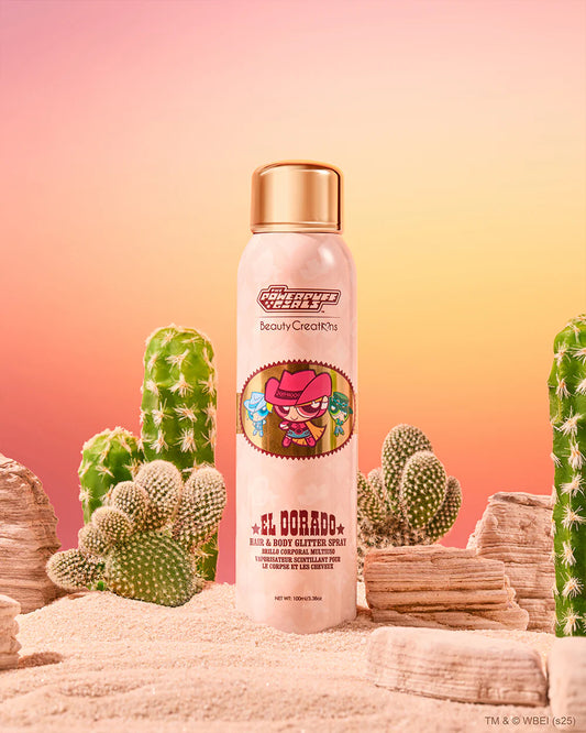 The Powerpuff Girls X Beauty Creations - Spray De Glitter Para Cuerpo Y Cabello - El Dorado - Las Chicas Superpoderosas