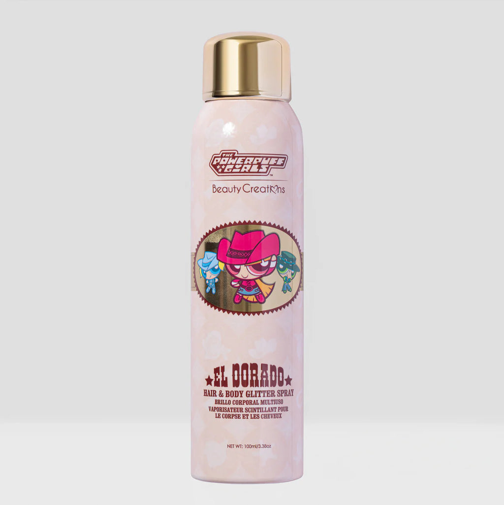 The Powerpuff Girls X Beauty Creations - Spray De Glitter Para Cuerpo Y Cabello - El Dorado - Las Chicas Superpoderosas