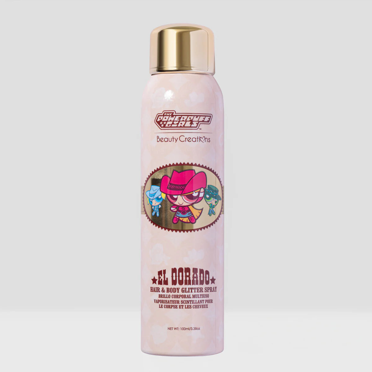 The Powerpuff Girls X Beauty Creations - Spray De Glitter Para Cuerpo Y Cabello - El Dorado - Las Chicas Superpoderosas